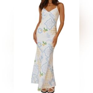 NWT - Billy J - Blue and Green Spaghetti Strap Slip Maxi Dress - Small